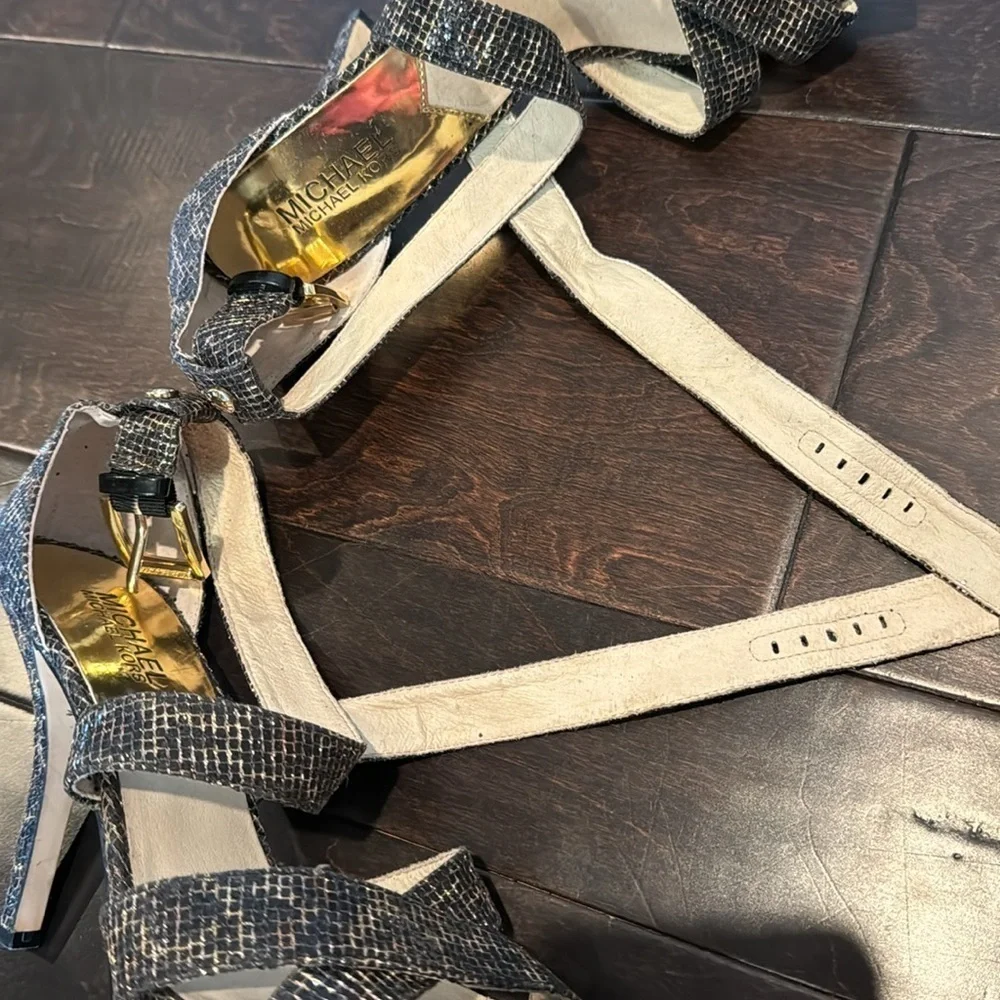 Michael Kors strappy black and gold heels 8
